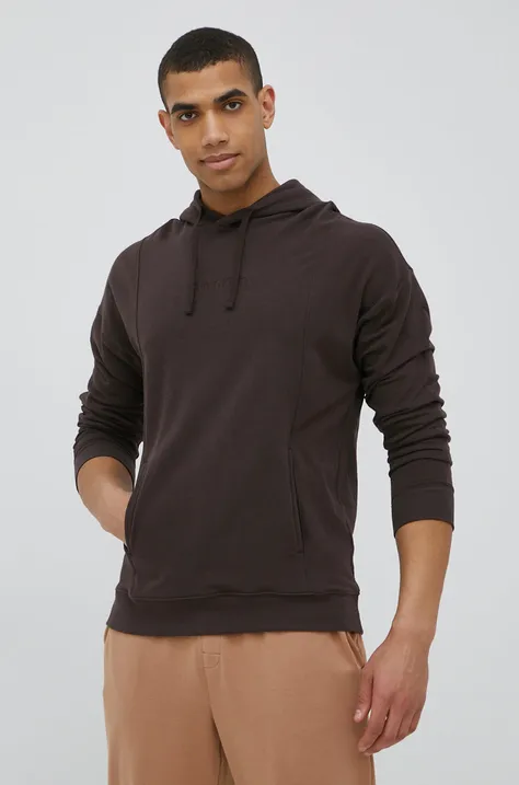 Calvin Klein Underwear bluza męska kolor brązowy z kapturem gładka