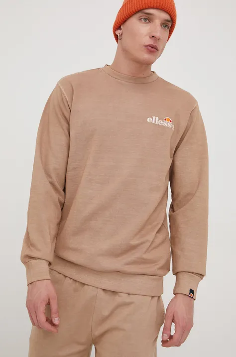 Ellesse bluza bawełniana męska kolor brązowy z aplikacją SHM13145-BROWN