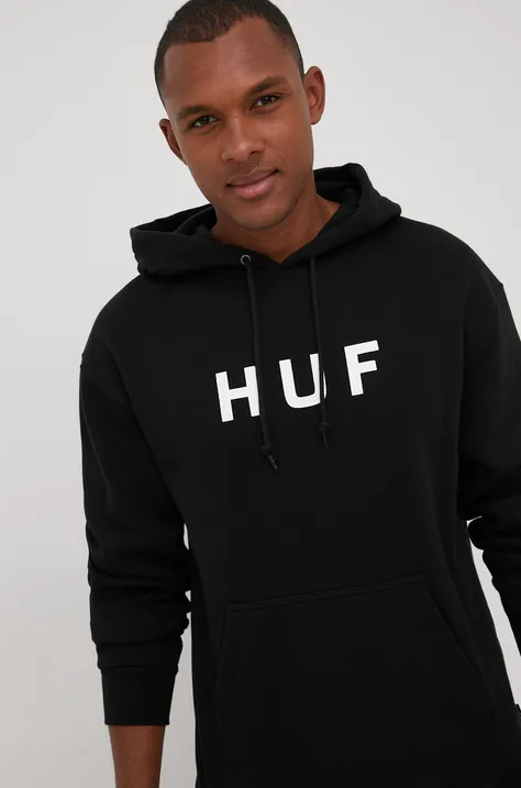 HUF bluza męska kolor czarny z kapturem z nadrukiem