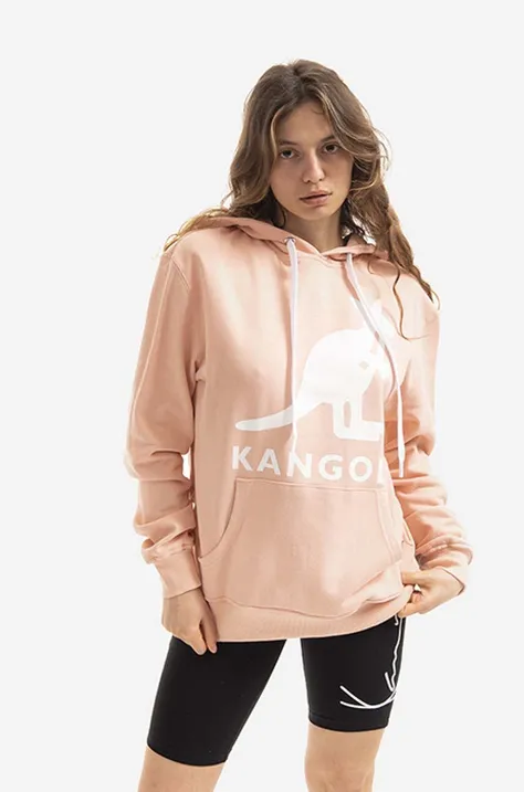 Kangol bluza bawełniana kolor różowy z kapturem z nadrukiem KLEU001-99