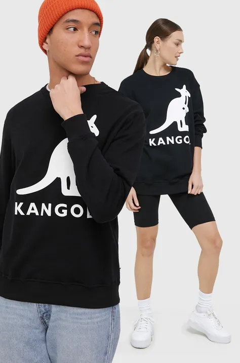 Kangol bluza bawełniana kolor czarny z nadrukiem KLEU003-99