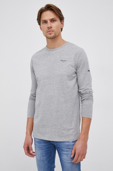 Pepe Jeans Tricou Original Basic 2 Long culoarea gri, melanj