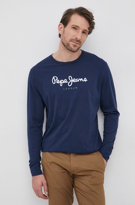 Bavlnené tričko s dlhým rukávom Pepe Jeans