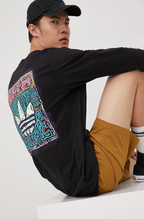 Βαμβακερή μπλούζα με μακριά μανίκια adidas Originals