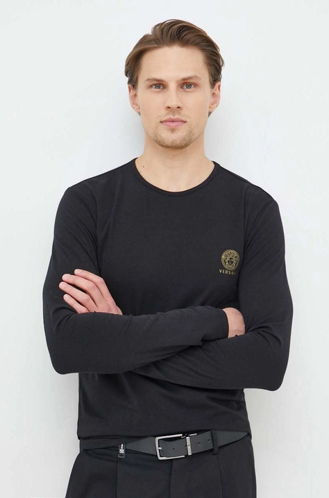 Versace longsleeve (2-pack) męski kolor czarny z nadrukiem AU10197