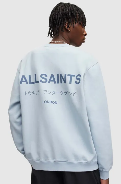Bavlnené tričko s dlhým rukávom AllSaints s potlačou