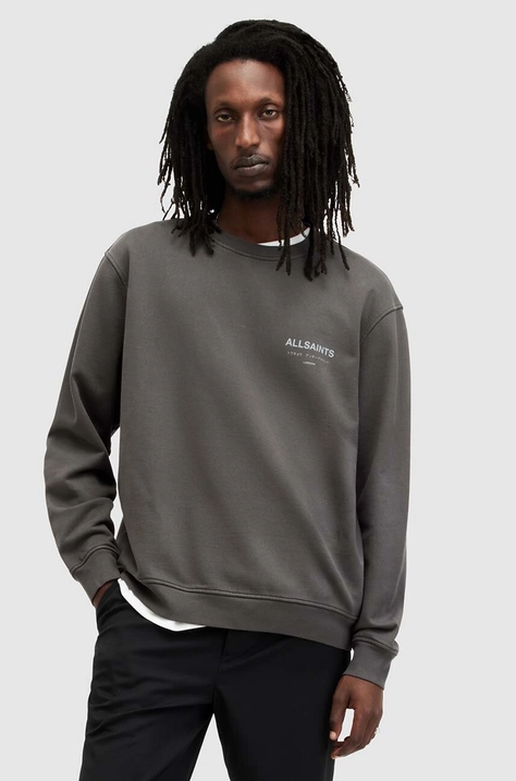 AllSaints longsleeve bawełniany kolor szary z nadrukiem