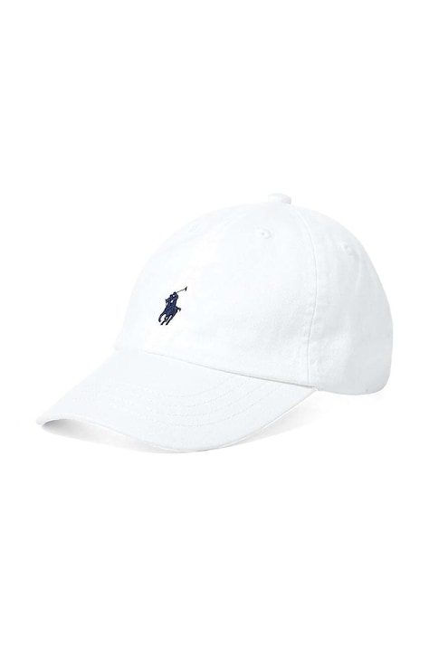Polo Ralph Lauren caciula din bumbac culoarea alb, cu imprimeu