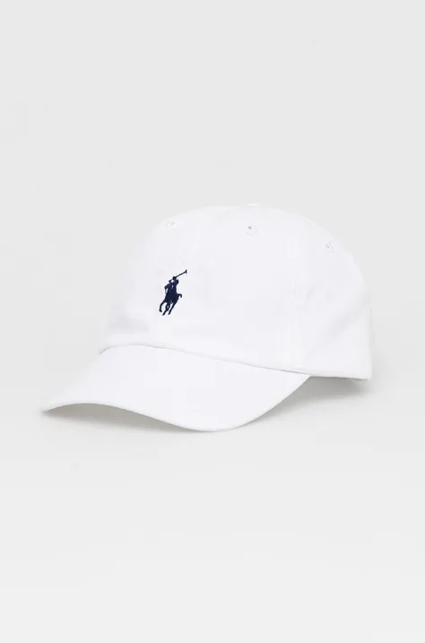 Бавовняна кепка Polo Ralph Lauren колір білий з аплікацією