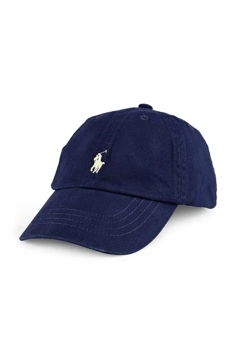 Бавовняна кепка Polo Ralph Lauren колір синій гладка