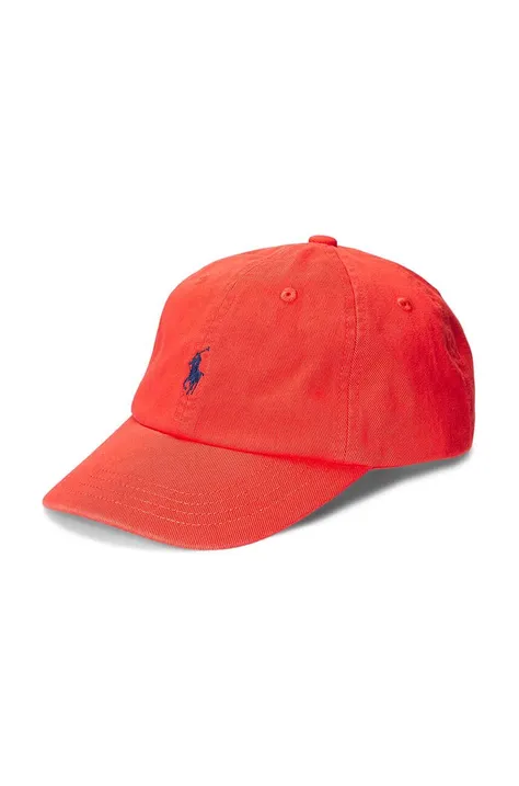 Bombažna kapa Polo Ralph Lauren rdeča barva