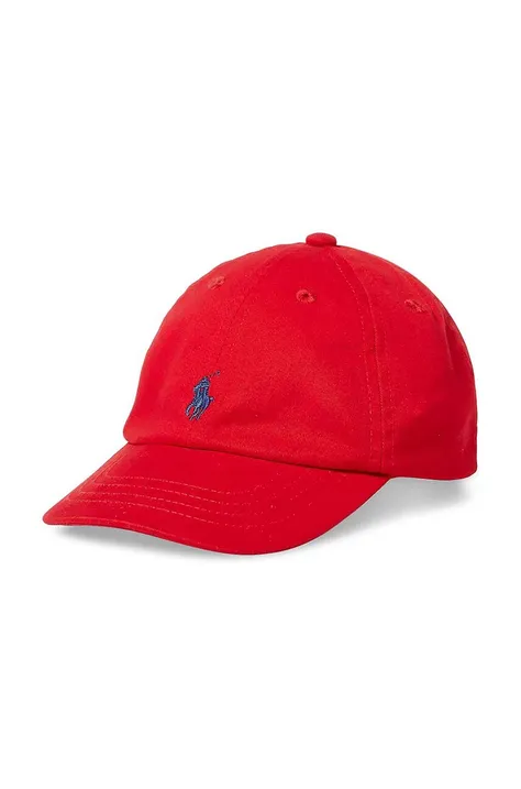 Παιδικός βαμβακερός Καπέλο Polo Ralph Lauren χρώμα: κόκκινο