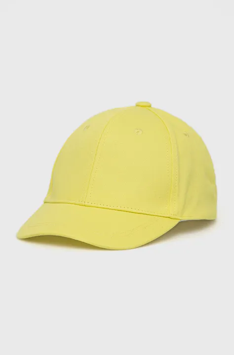 Detská bavlnená čiapka Name it žltá farba, jednofarebná