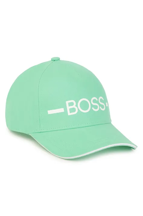 Boss czapka bawełniana dziecięca J21247 kolor zielony z aplikacją