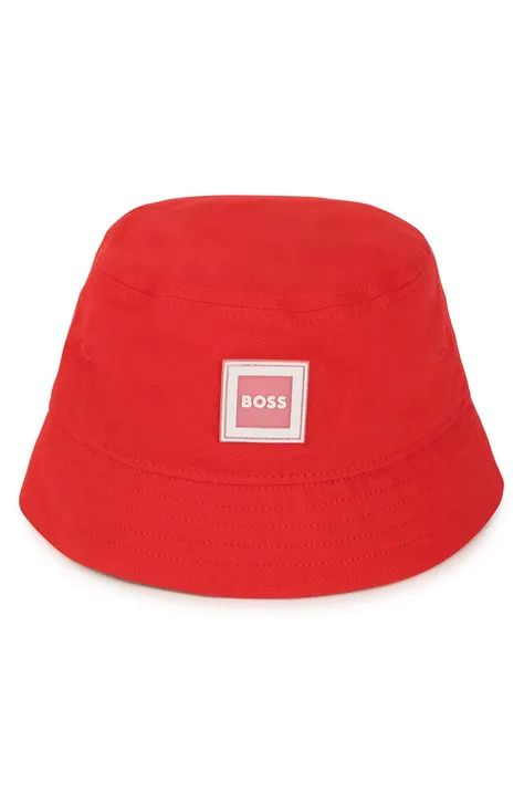 BOSS kapelusz dziecięcy J21251 kolor czerwony bawełniany