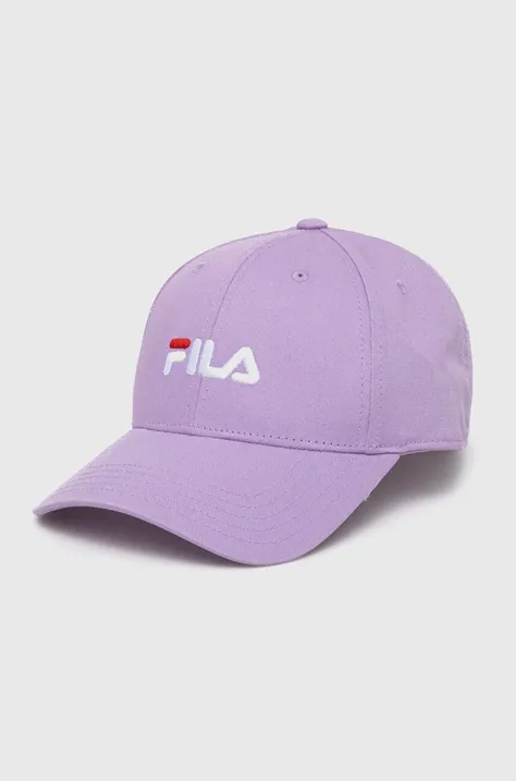 Шапка Fila цвет фиолетовый с аппликацией