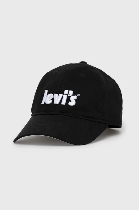 Pamučna kapa Levi's boja: crna, s aplikacijom