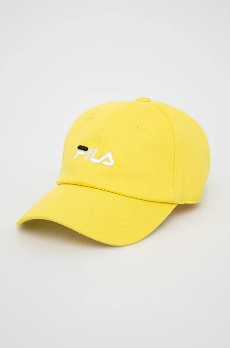 Detská čiapka Fila žltá farba, s nášivkou