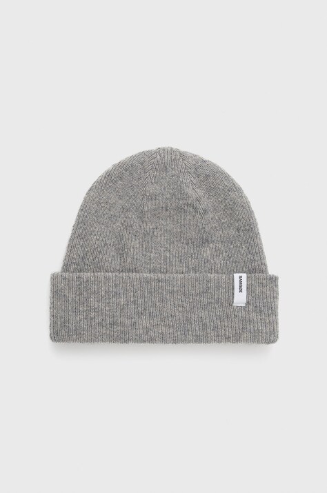 Samsoe Samsoe wool beanie gray color