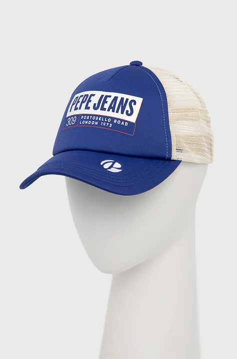 Čiapka Pepe Jeans Telmo tmavomodrá farba, s potlačou