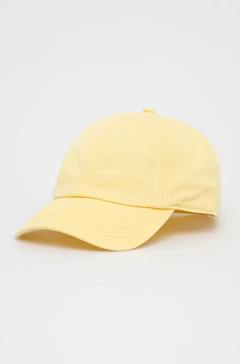Bavlnená čiapka GAP žltá farba, jednofarebná