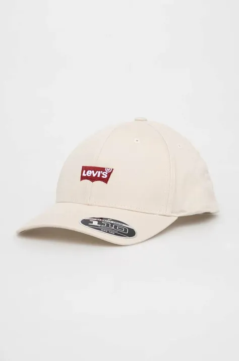 Levi's czapka z daszkiem kolor beżowy z aplikacją D6608.0001-23