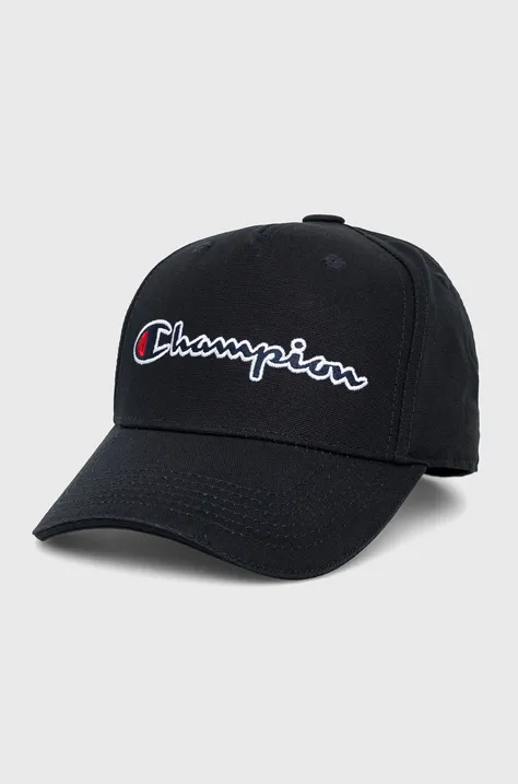 Βαμβακερό καπέλο Champion χρώμα: μαύρο