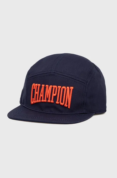 Бавовняна кепка Champion 805554 колір синій з аплікацією