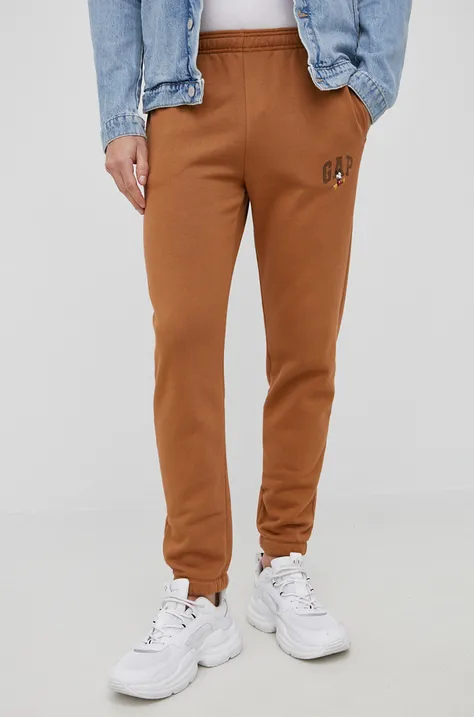 GAP spodnie x Disney męskie kolor brązowy z nadrukiem