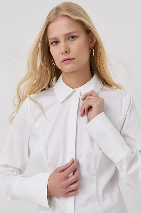 Notes du Nord koszula damska kolor biały slim z kołnierzykiem klasycznym