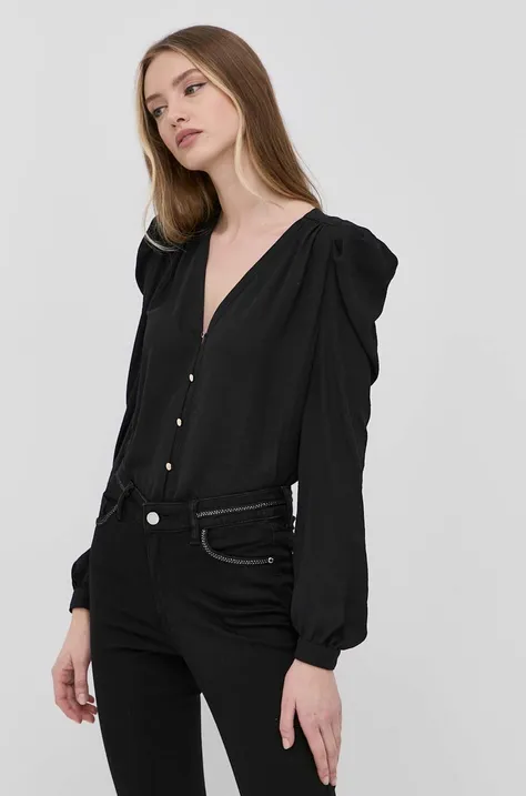 Риза Morgan дамска в черно със стандартна кройка