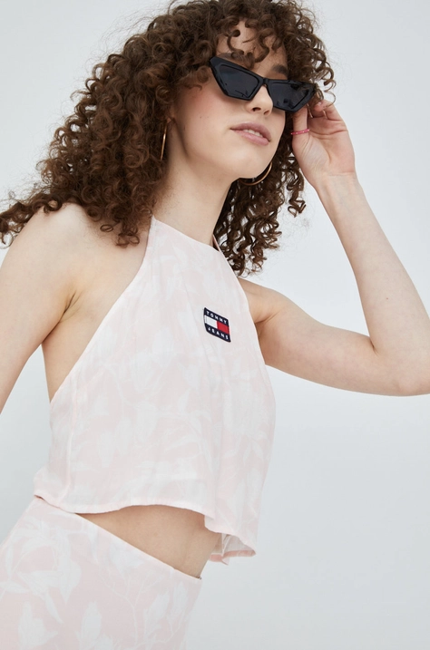 Top Tommy Jeans dámský, růžová barva