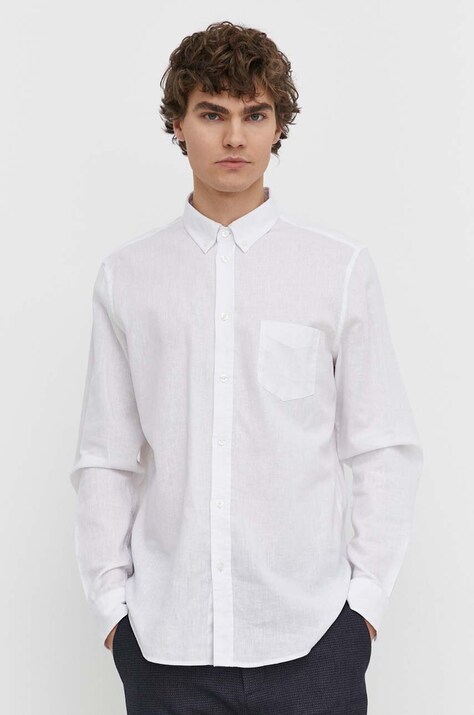 Samsoe Samsoe camasa de in barbati, culoarea alb, cu guler button-down, regular
