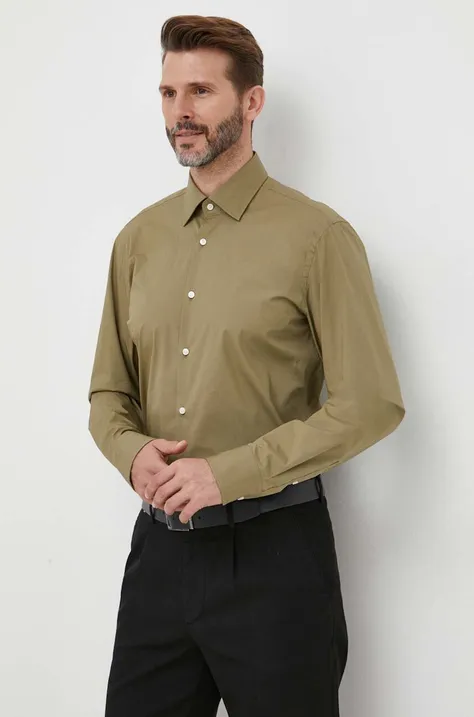 BOSS cămașă bărbați, culoarea verde, cu guler clasic, slim 50469345