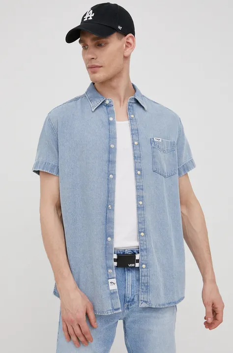 Дънкова риза Wrangler мъжка със стандартна кройка с класическа яка