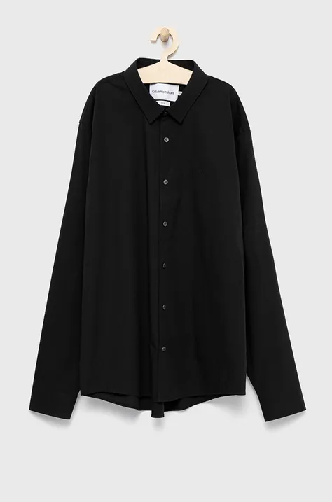 Calvin Klein Jeans koszula J30J319065.PPYY męska kolor czarny slim z kołnierzykiem klasycznym