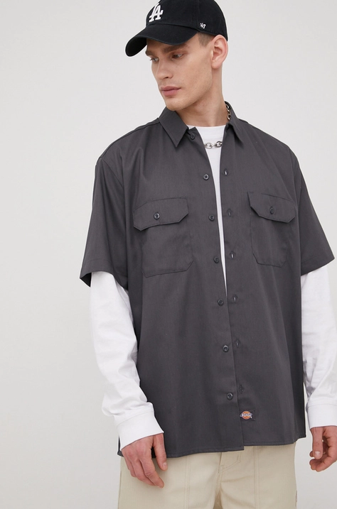 Dickies ing férfi, galléros, szürke, regular