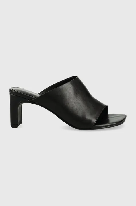 Кожаные шлепанцы Vagabond Shoemakers Luisa женские цвет чёрный каблук кирпичик