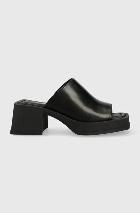 Kožne natikače Vagabond Shoemakers Hennie za žene, boja: crna, s debelom potpeticom