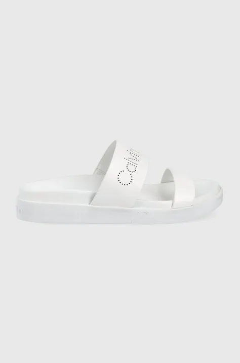 Calvin Klein klapki damskie kolor biały