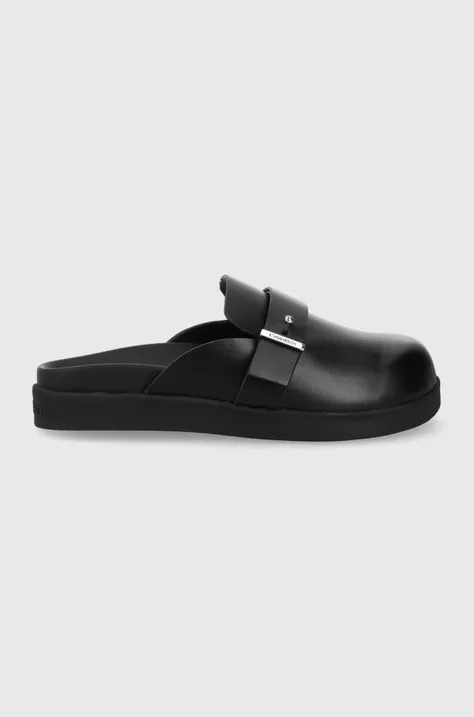 Kožené pantofle Calvin Klein dámské, černá barva