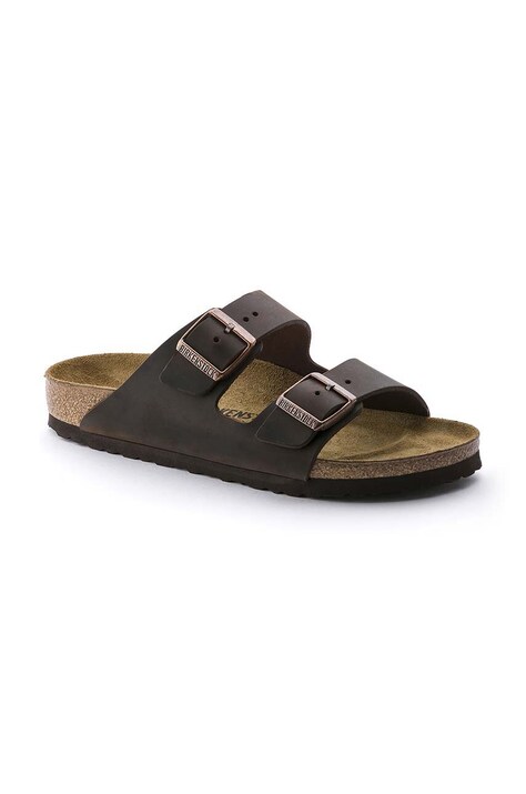 Birkenstock шльопанці на пласкому підборі шкіряні Arizona — SS22-KLD0O7, коричневий — фото 2