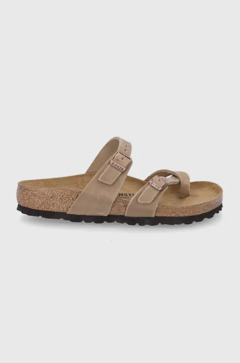 Birkenstock bőr flip-flop Mayari bézs, női, lapos sarkú