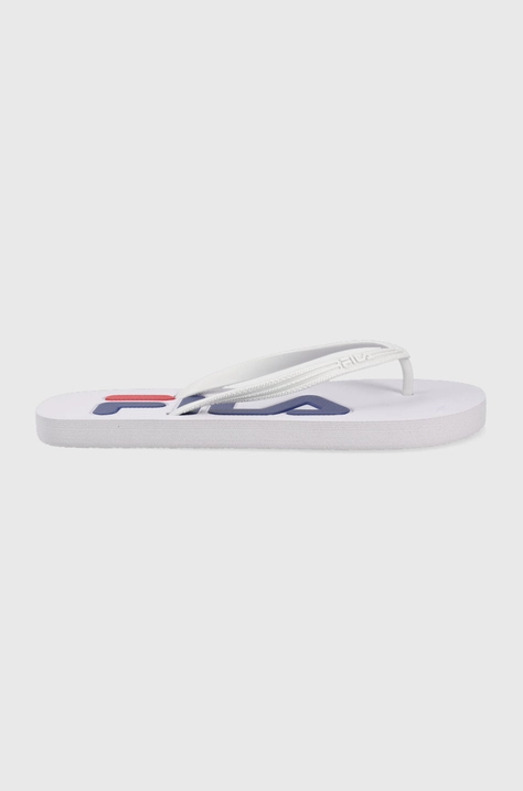 Fila slapi Troy femei, culoarea alb, cu toc plat