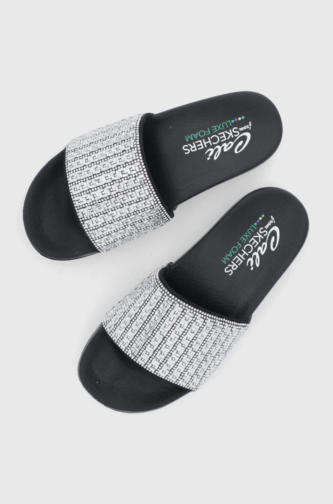 Šľapky Skechers dámske, strieborná farba,