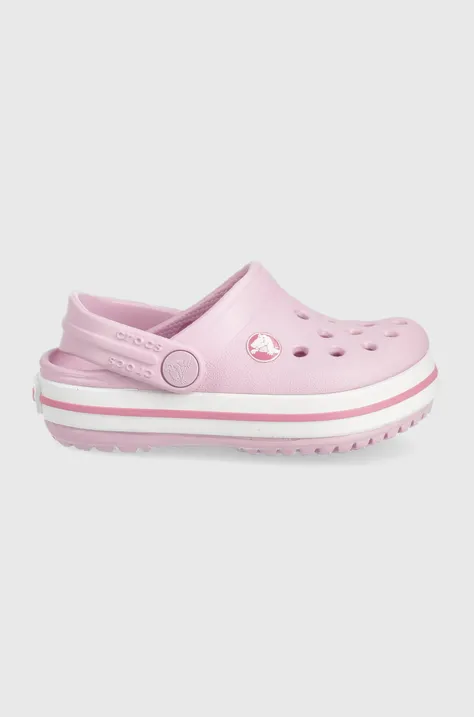 Дитячі шльопанці Crocs колір рожевий