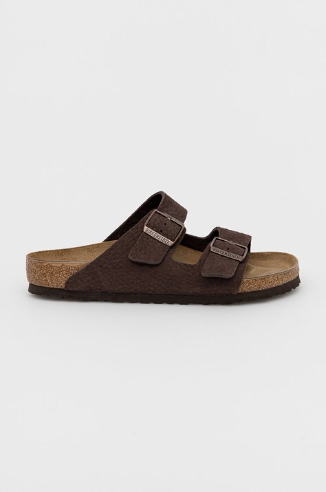 Birkenstock nubuck sliders Arizona brown color