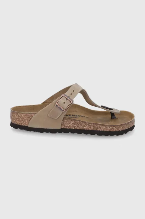 Σαγιονάρες nubuck Birkenstock Gizeh χρώμα: καφέ