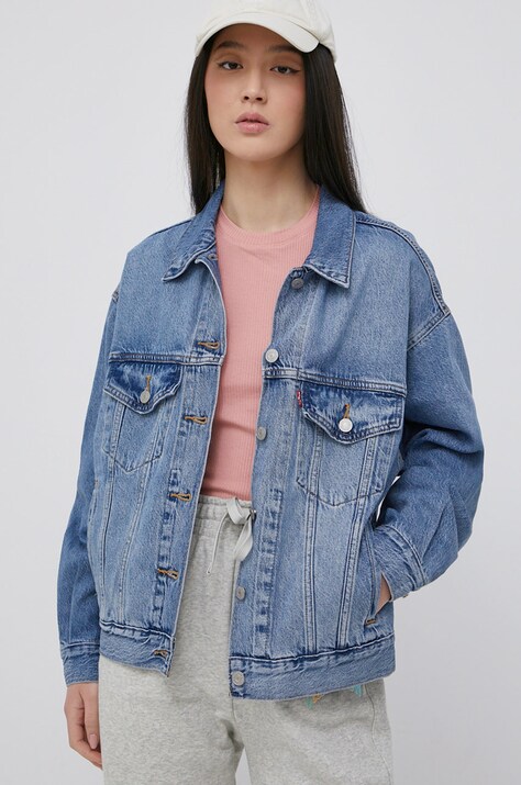 Levi's geacă din denim femei, de tranziție, oversized A1743.0004-MedIndigoW
