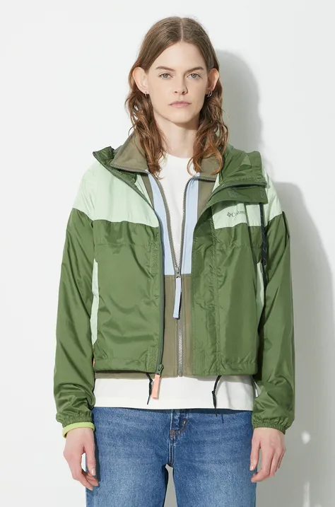 Columbia outdoor jacket Flash Challenger green color